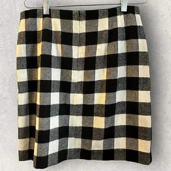 TALBOTS NWT $99 Black White Buffalo Plaid Lined Wool Blend Skirt Women's Size 8 - Picture 6 of 12